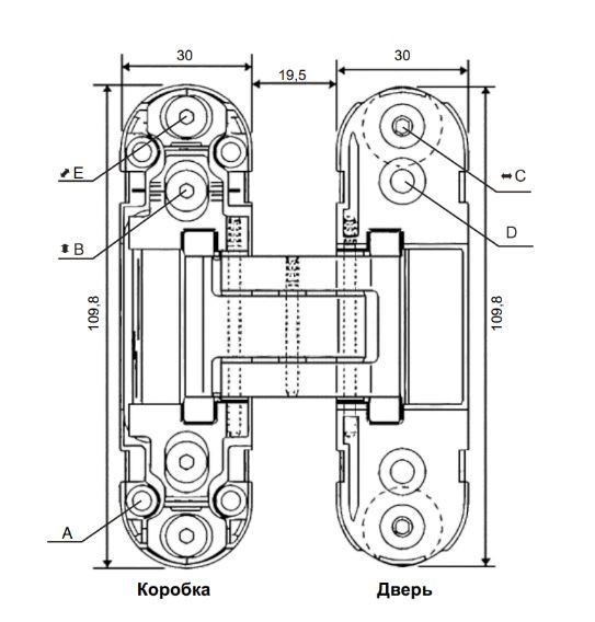 Петля скрытой установки  HH-24 В  (Morelli)